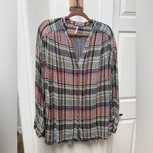 Free people oversized flannel / plaid button-down shirt, size M